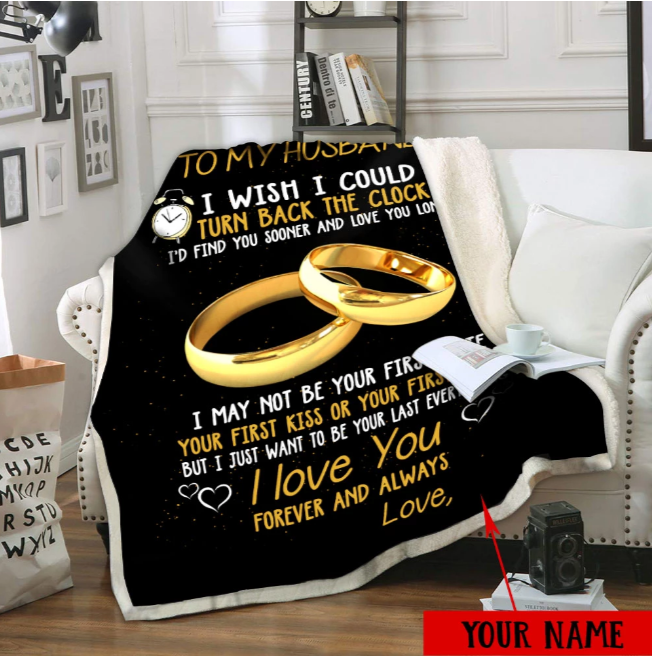 Personalized Husband Blanket, Romantic Love Quote Gift for Husband
