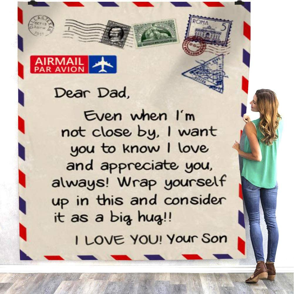 Personalized Dad Blanket, Big Hug Father's Day Gift for Dad