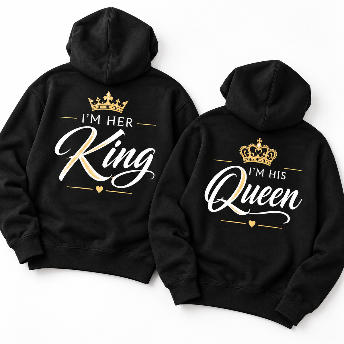 Personalized Couple Hoodie - I'm Her King, I'm His Queen