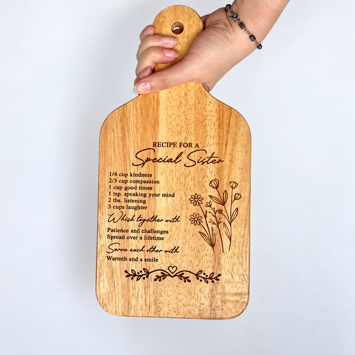 Personalized Recipe For A Special Sister Cutting Board, Birthday Gift