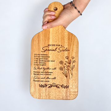 Personalized Recipe For A Special Sister Cutting Board, Birthday Gift