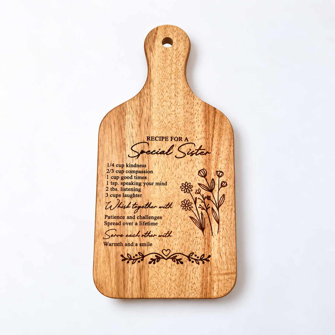 Personalized Recipe For A Special Sister Cutting Board, Birthday Gift