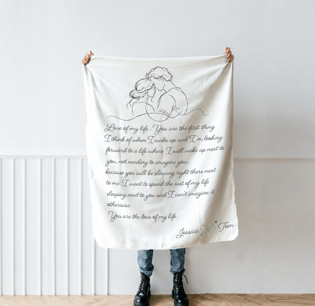 Personalized Handwriting Blanket with Photo, Anniversary Gift