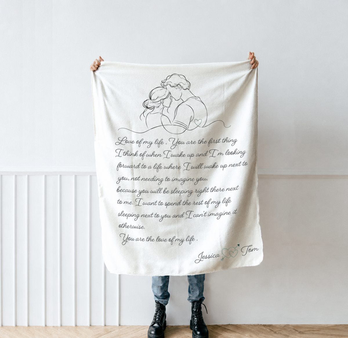 Personalized Handwriting Blanket with Photo, Anniversary Gift
