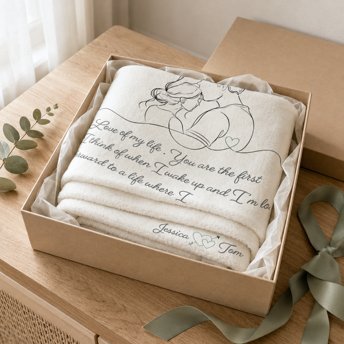 Personalized Handwriting Blanket with Photo, Anniversary Gift