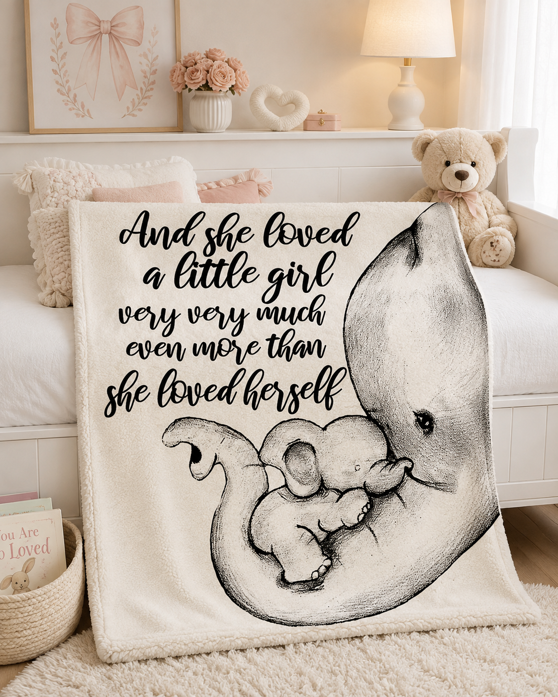 Mother and Baby Elephant Blanket, Daughter or Granddaughter Gift