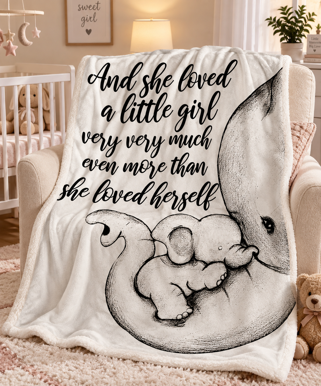 Mother and Baby Elephant Blanket, Daughter or Granddaughter Gift