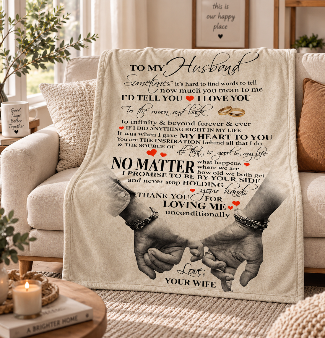 Husband Blanket, Romantic Anniversary Gift for Husband from Wife