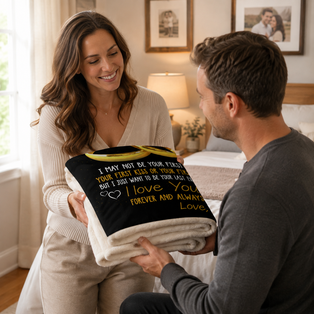 Personalized Husband Blanket, Romantic Love Quote Gift for Husband