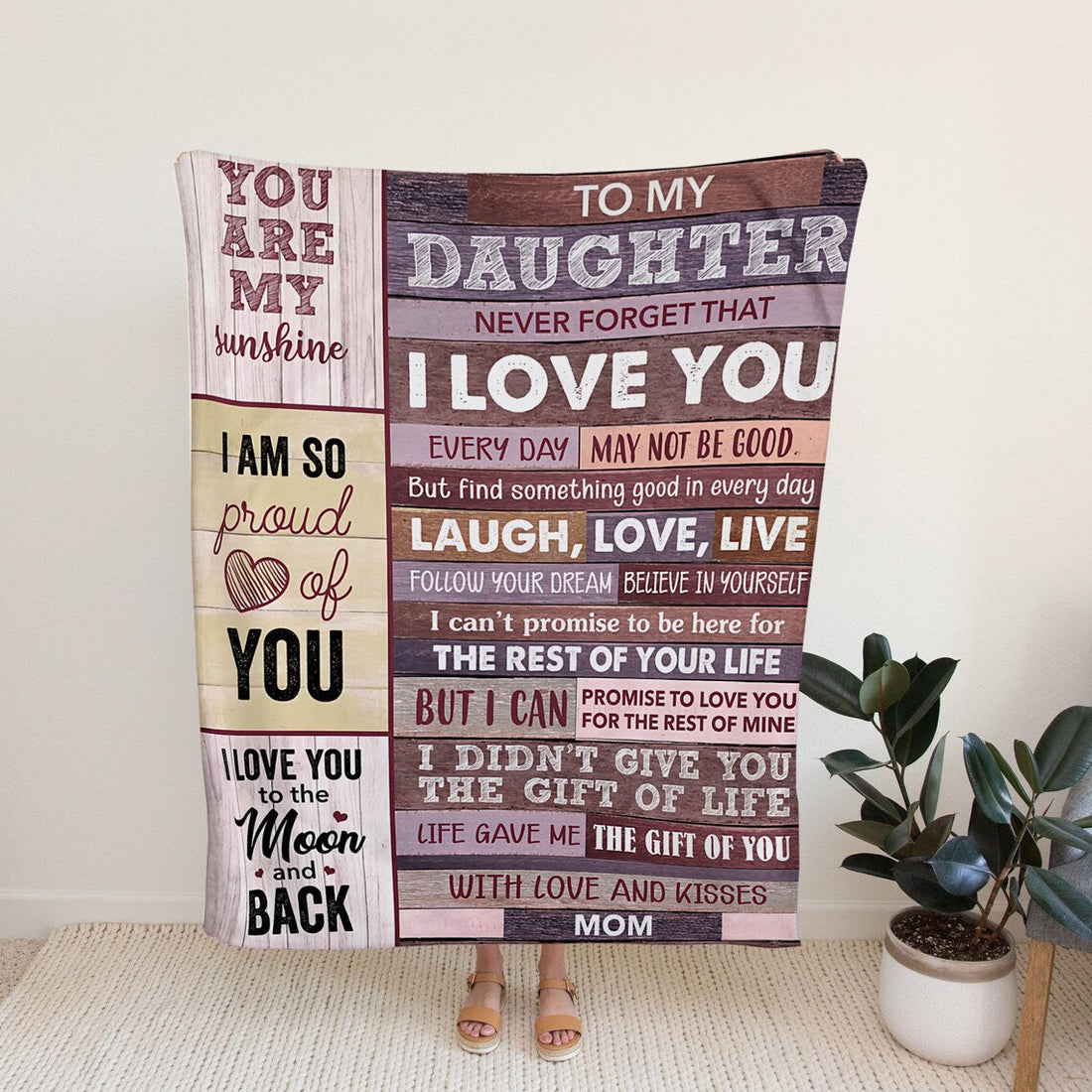 Personalized Daughter Blanket with Custom Name, To My Daughter Letter Blanket