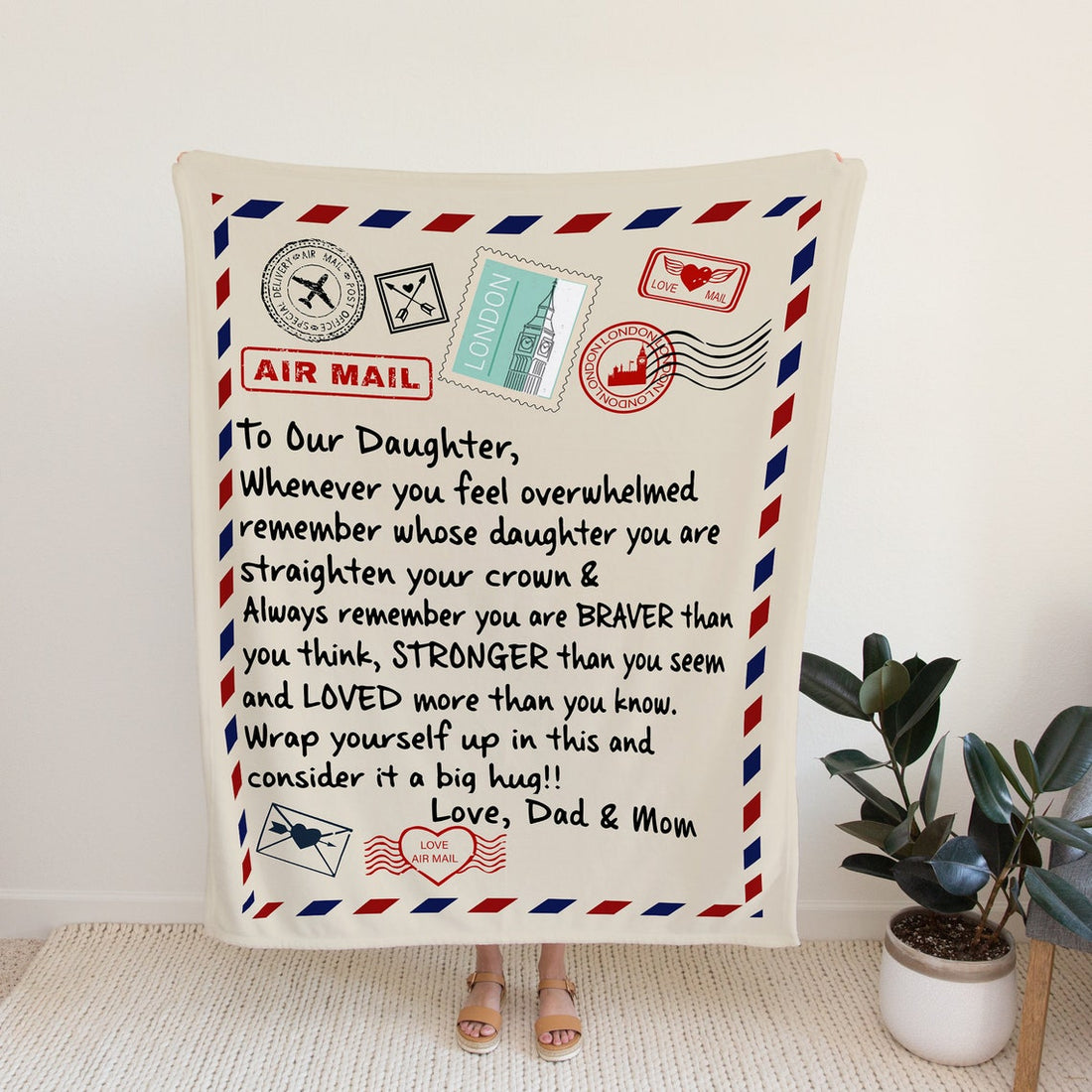 Personalized Daughter Blanket with Custom Name, To Our Daughter Letter Blanket