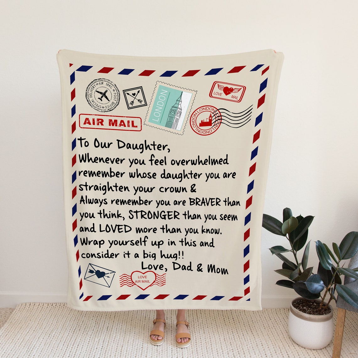 Personalized Daughter Blanket with Custom Name, To Our Daughter Letter Blanket