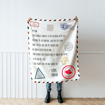 Personalized Memorial Blanket, Custom Airmail Message Blanket