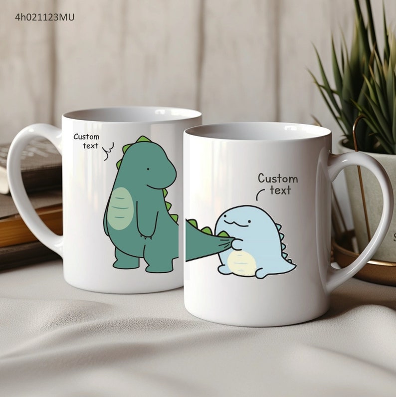 Personalized Dinosaur Couple Mug with Custom Text