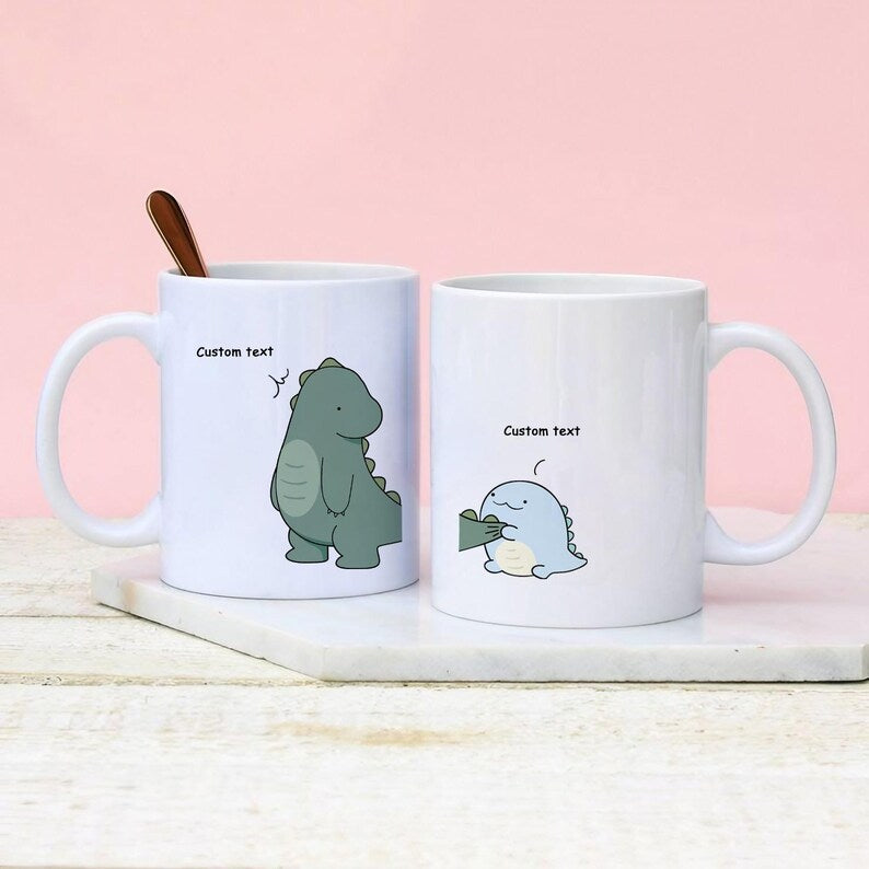 Personalized Dinosaur Couple Mug with Custom Text