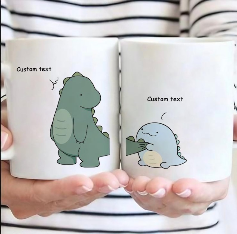 Personalized Dinosaur Couple Mug with Custom Text