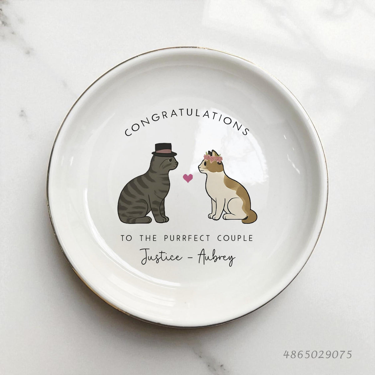 Personalized Wedding Ring Dish-Couple Cats Mr & Mrs Gifts for Couples-Just Married-Congratulations Gifts