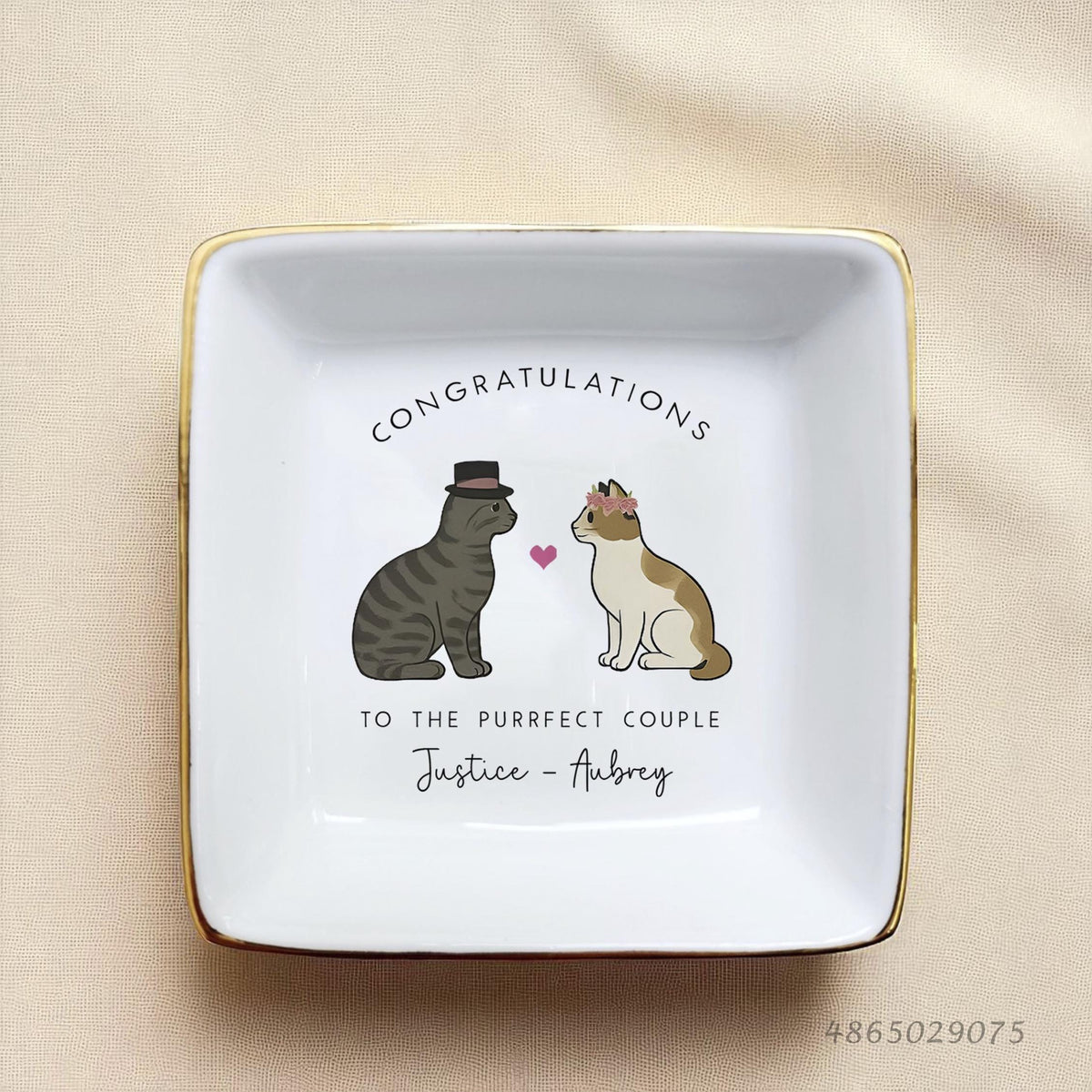 Personalized Wedding Ring Dish-Couple Cats Mr & Mrs Gifts for Couples-Just Married-Congratulations Gifts