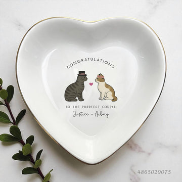 Personalized Wedding Ring Dish-Couple Cats Mr & Mrs Gifts for Couples-Just Married-Congratulations Gifts