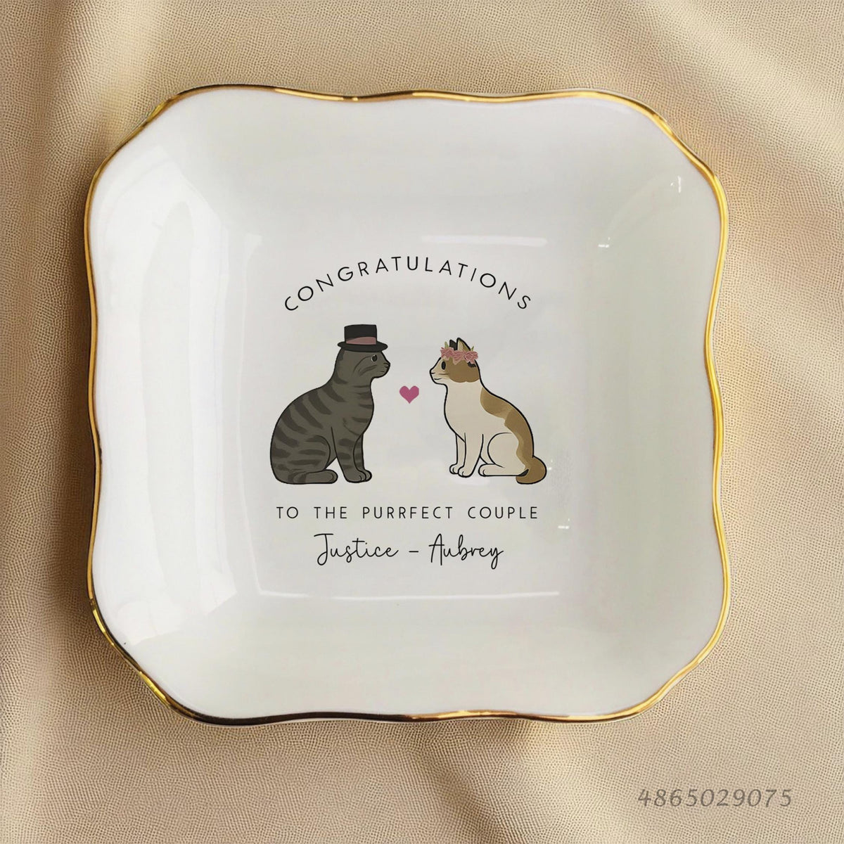 Personalized Wedding Ring Dish-Couple Cats Mr & Mrs Gifts for Couples-Just Married-Congratulations Gifts