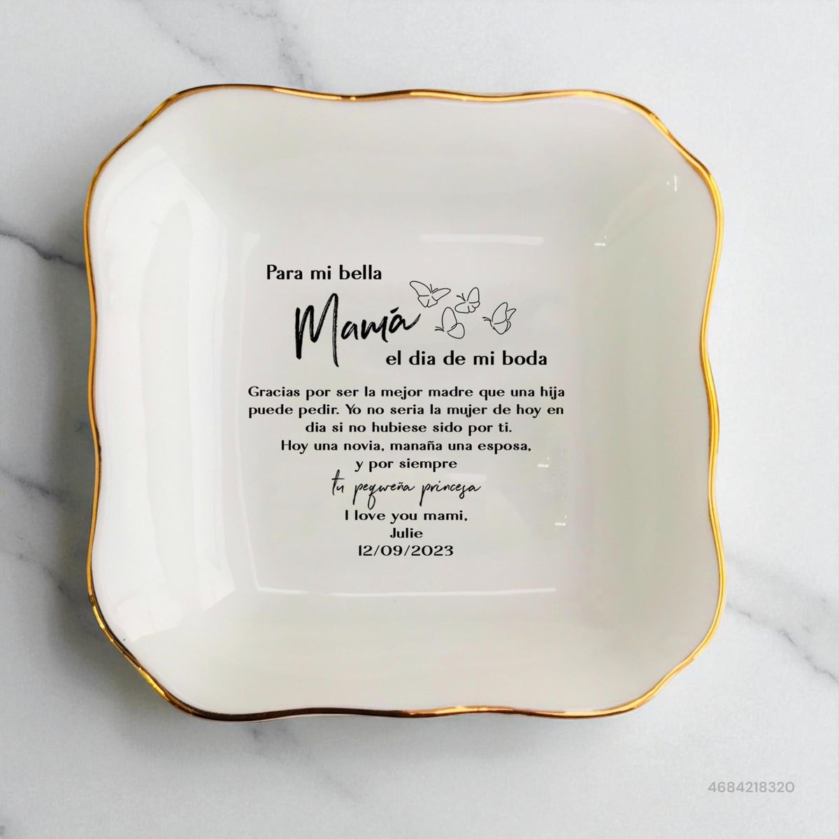 Thank You Mom Ring Dish, Spanish Mother of the Bride Gifts, Regalo Mama Novia