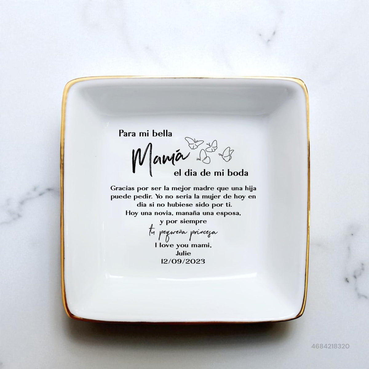 Thank You Mom Ring Dish, Spanish Mother of the Bride Gifts, Regalo Mama Novia