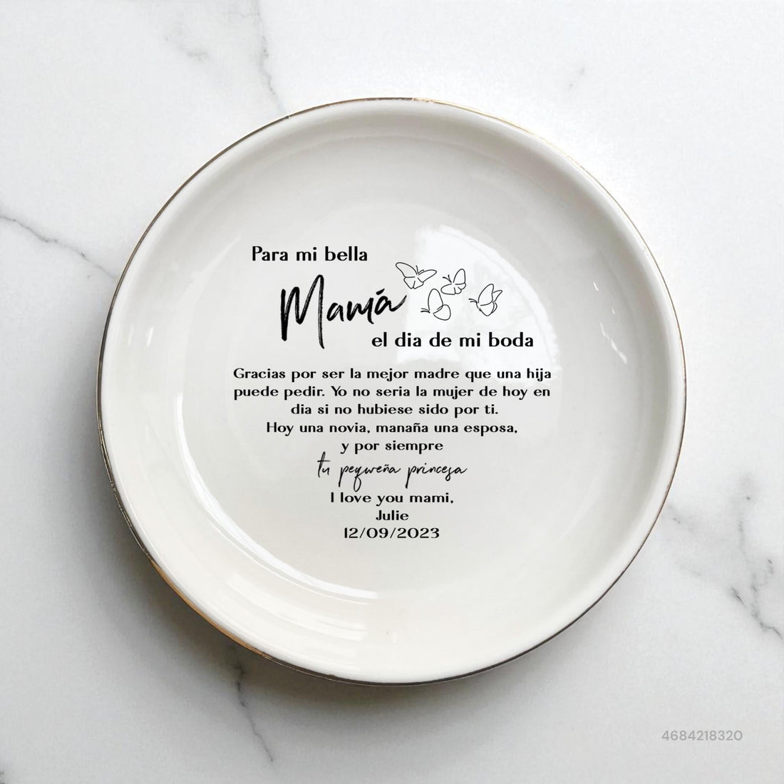 Thank You Mom Ring Dish, Spanish Mother of the Bride Gifts, Regalo Mama Novia