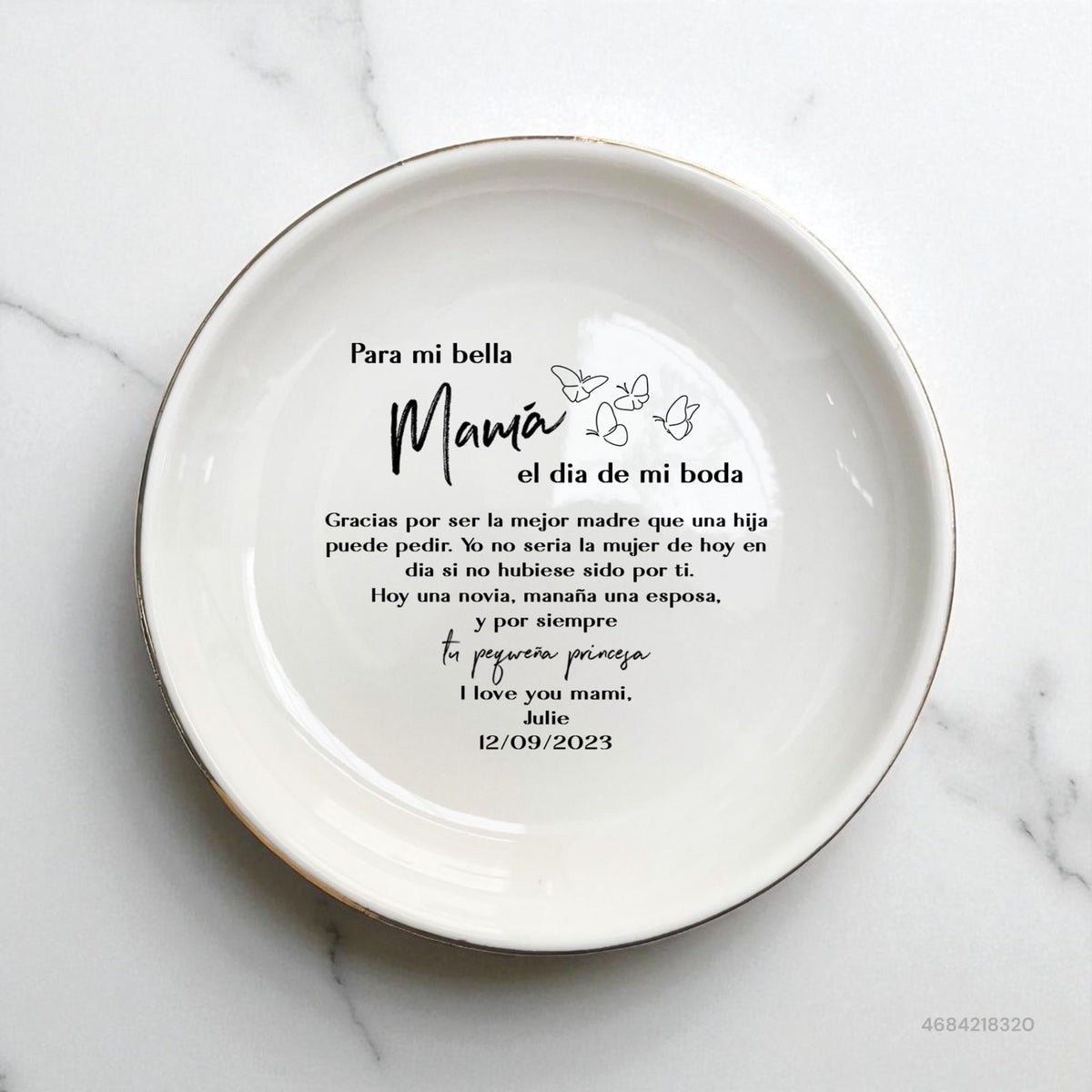 Thank You Mom Ring Dish, Spanish Mother of the Bride Gifts, Regalo Mama Novia