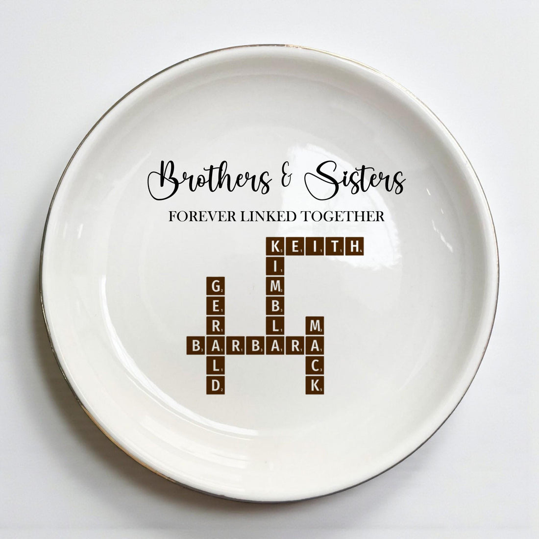Personalized Family Crossword Ceramic Ring Dish