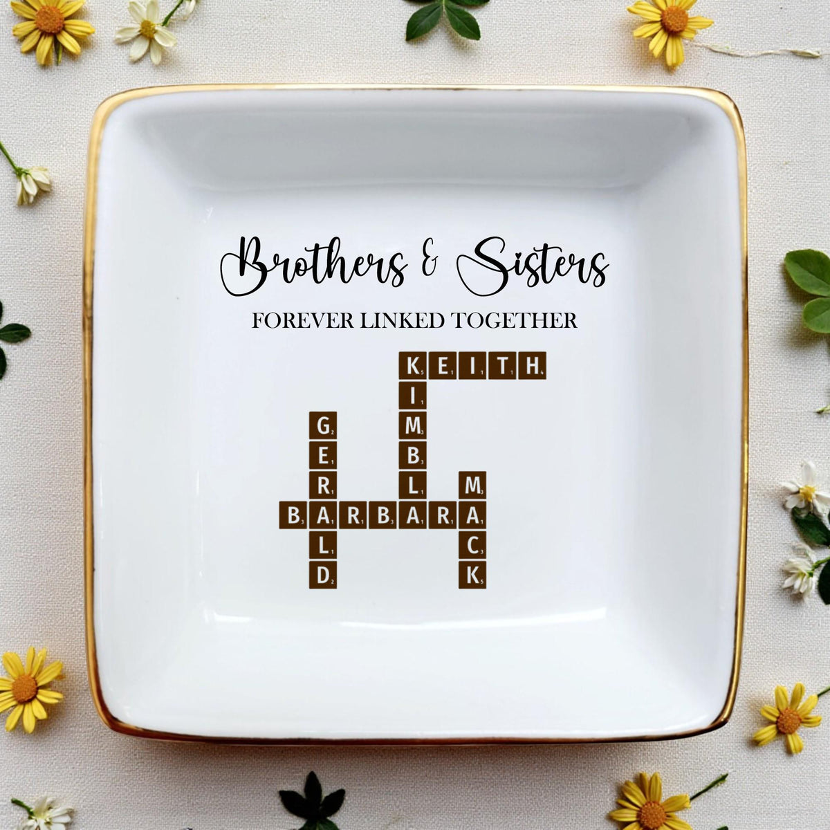 Personalized Family Crossword Ceramic Ring Dish