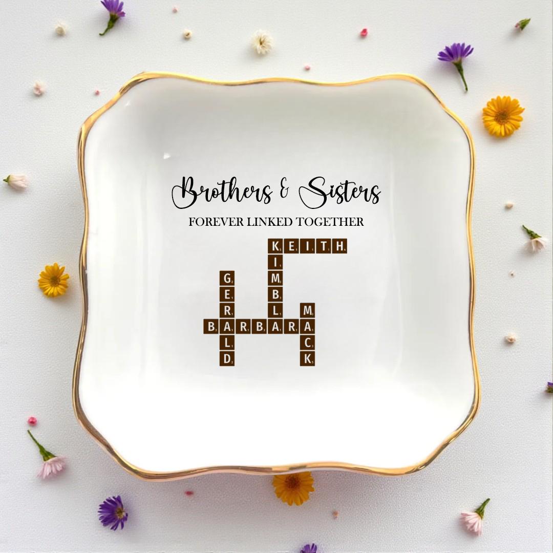 Personalized Family Crossword Ceramic Ring Dish