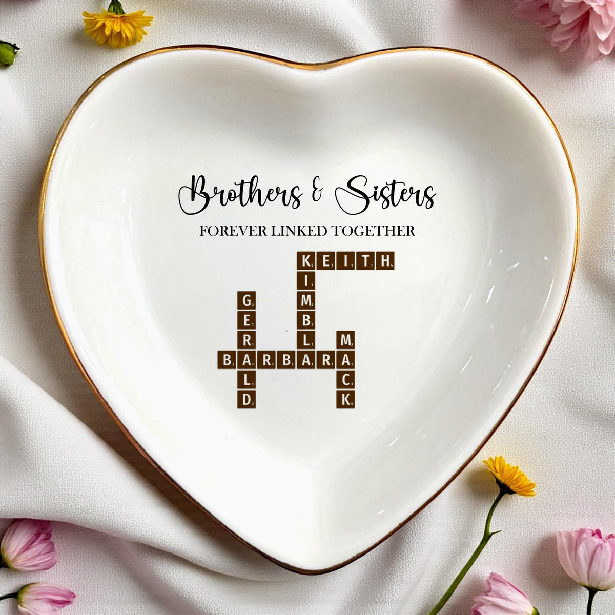Personalized Family Crossword Ceramic Ring Dish