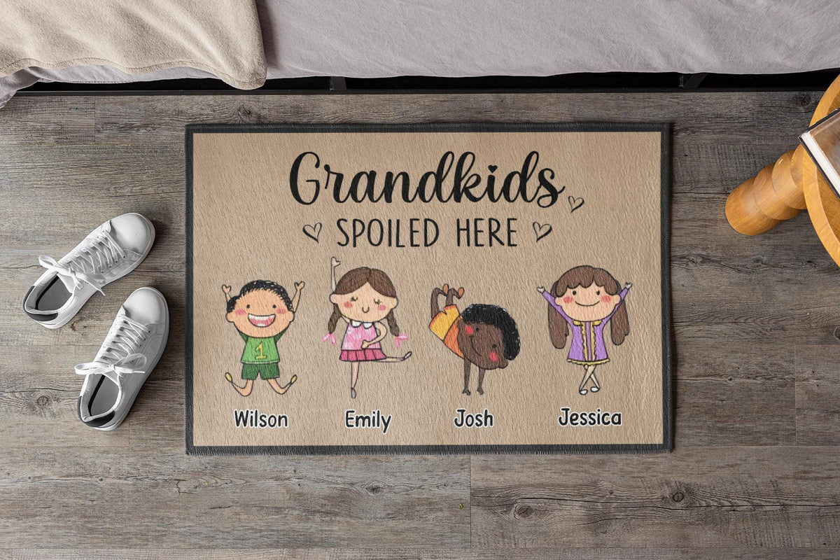 Grandkids Spoiled Here Personalized Doormat, Custom Gift for Grandma