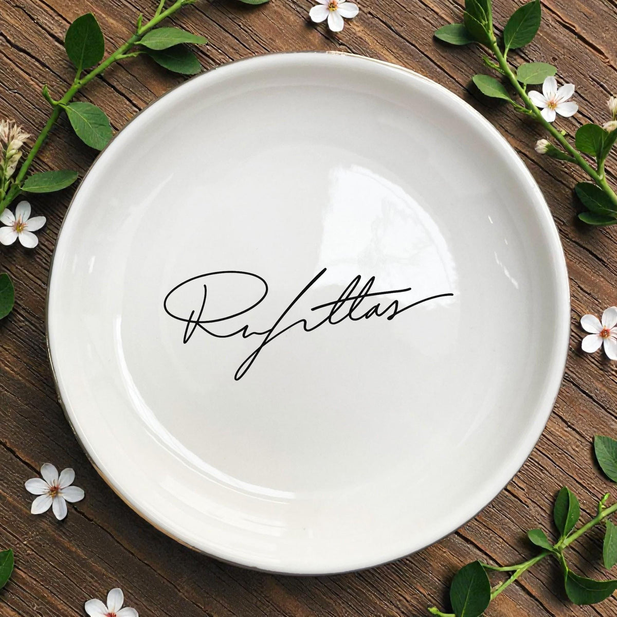 Personalized Handwriting Ceramic Ring Dish, Six Shapes