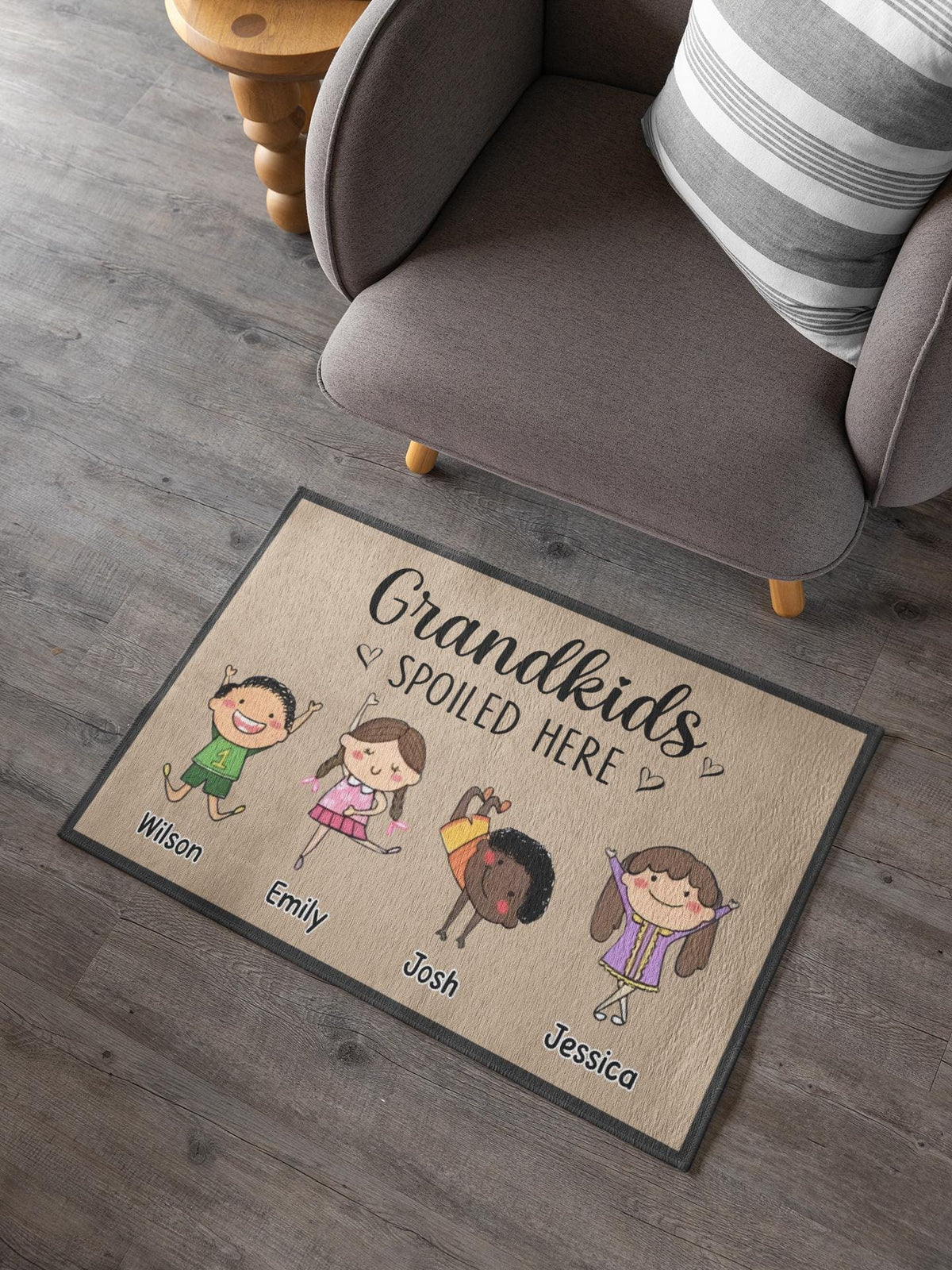 Grandkids Spoiled Here Personalized Doormat, Custom Gift for Grandma