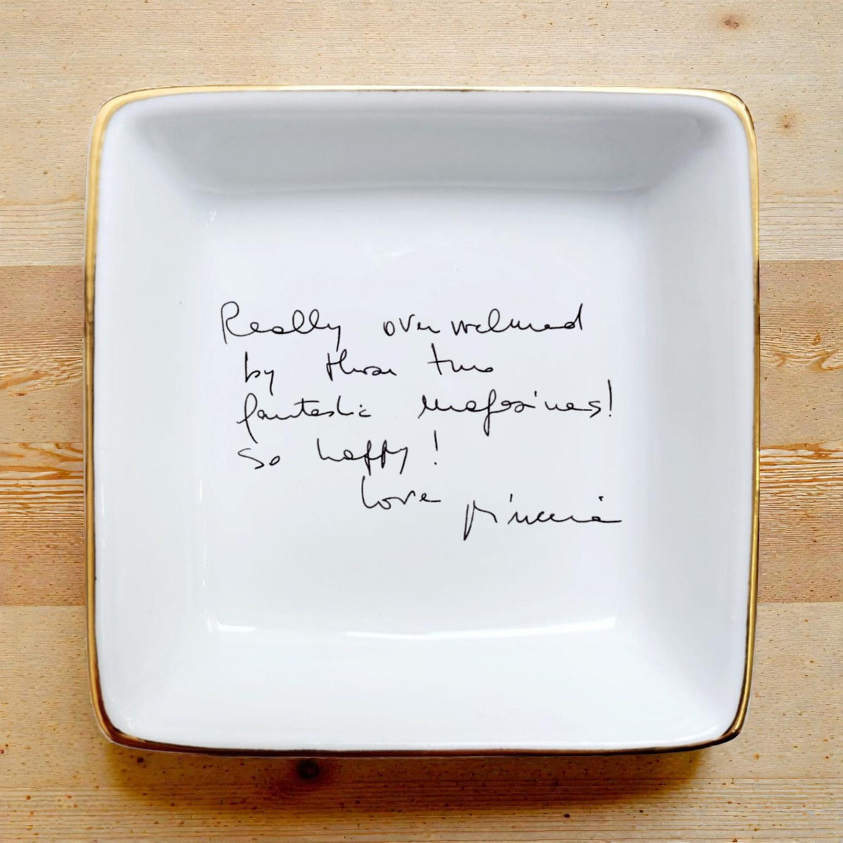 Personalized Handwriting Ceramic Ring Dish, Six Shapes