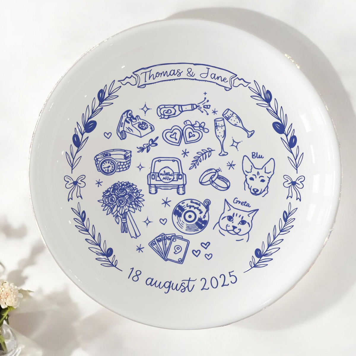 Personalized Family Recipe Porcelain Platter for Newlyweds