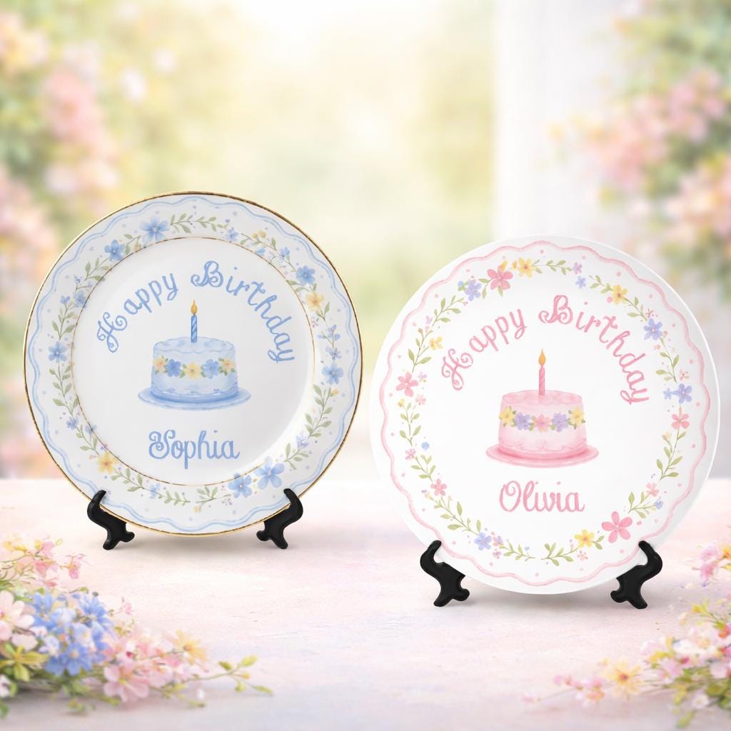 Personalized Hand-Painted Birthday Ceramic Plate