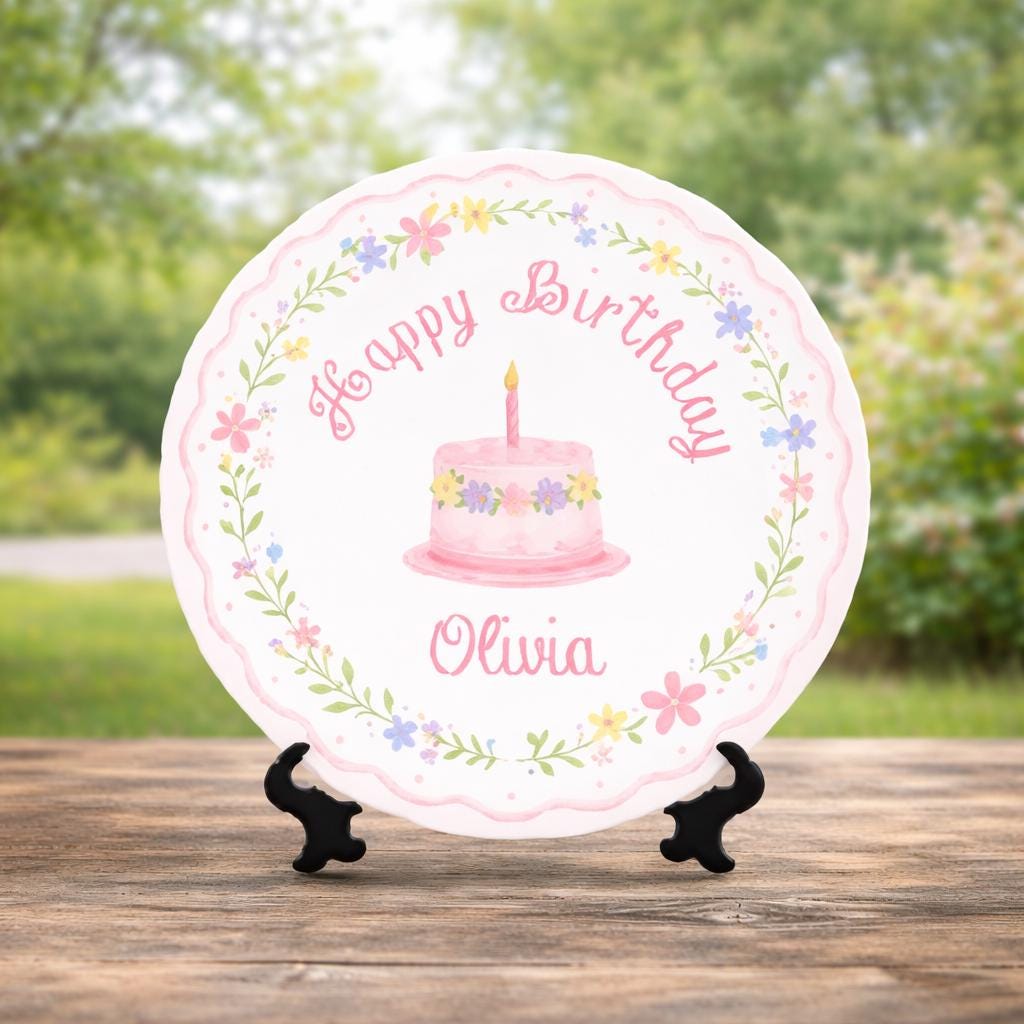 Personalized Hand-Painted Birthday Ceramic Plate