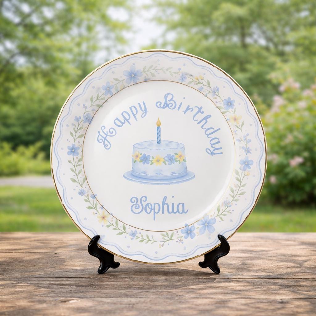 Personalized Hand-Painted Birthday Ceramic Plate