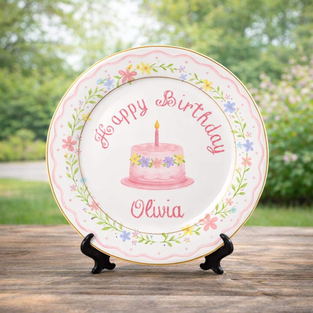 Personalized Hand-Painted Birthday Ceramic Plate