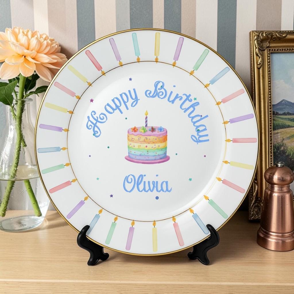 Personalized Birthday Ceramic Plate with Custom Name