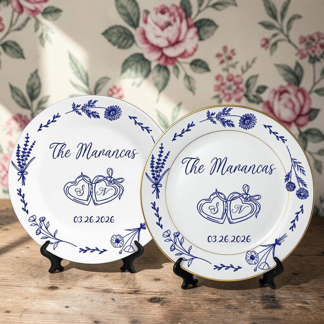 Personalized Anniversary Porcelain Platter with Ring Dish Option