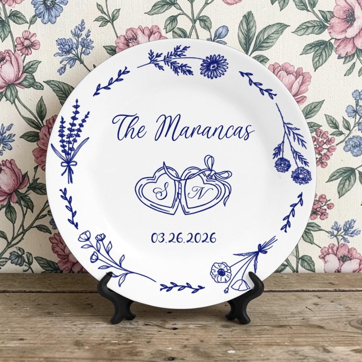 Personalized Anniversary Porcelain Platter with Ring Dish Option