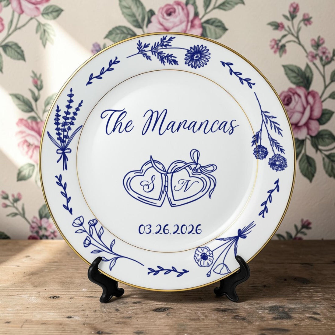 Personalized Anniversary Porcelain Platter with Ring Dish Option