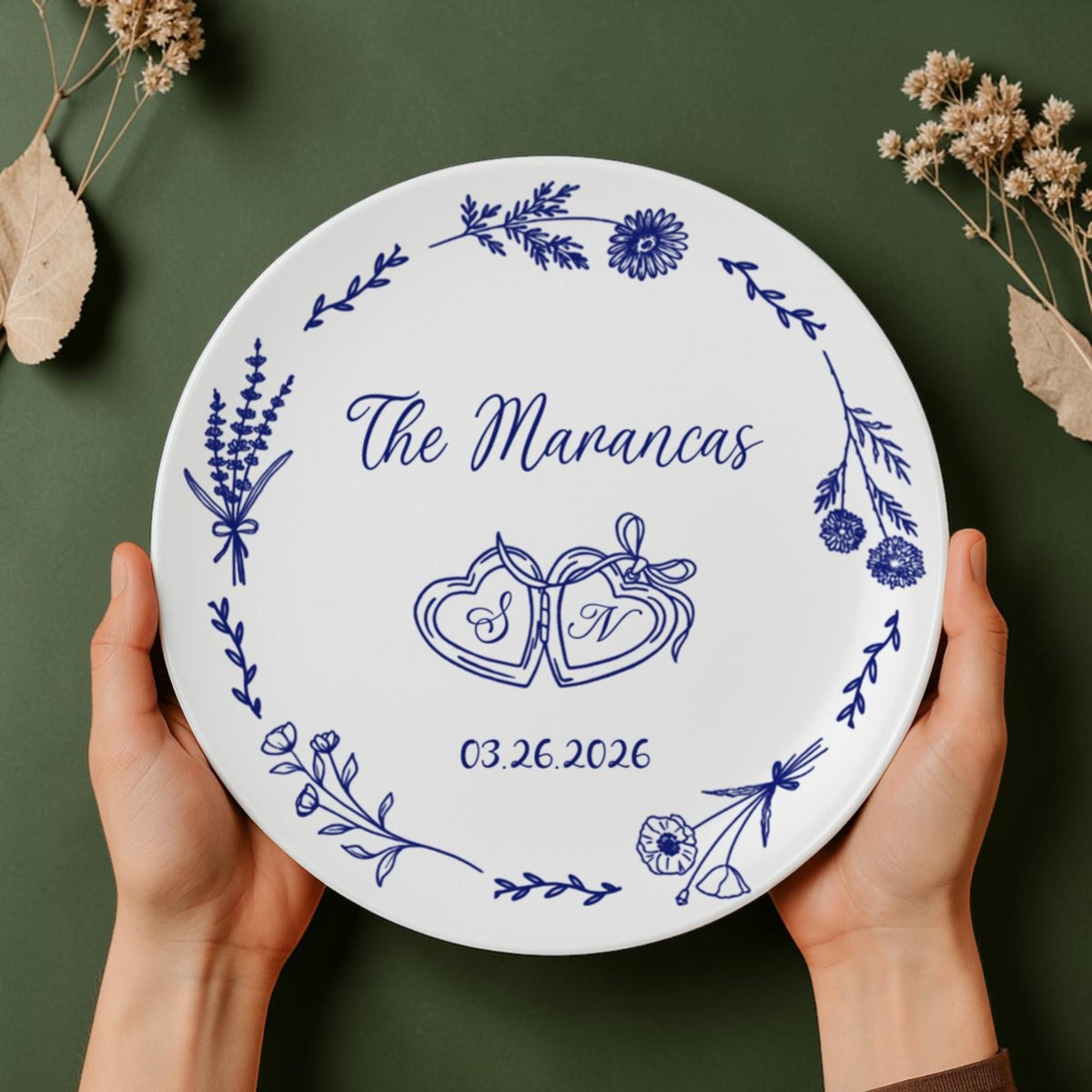 Personalized Anniversary Porcelain Platter with Ring Dish Option