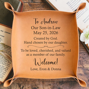 Personalized Son-in-Law Leather Valet Tray