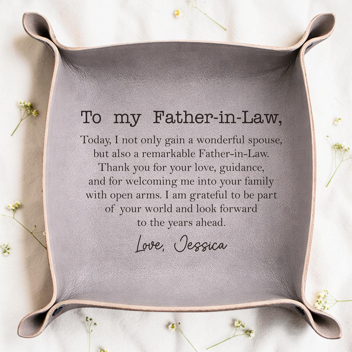 Personalized Leather Tray for Father-in-Law