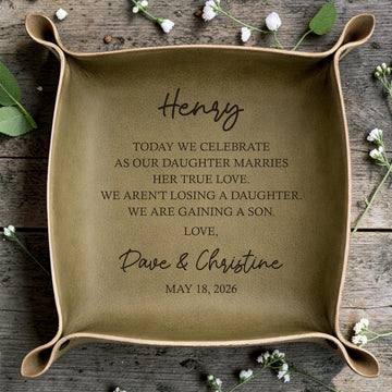 Personalized Leather Catchall Tray for Future Son-in-Law