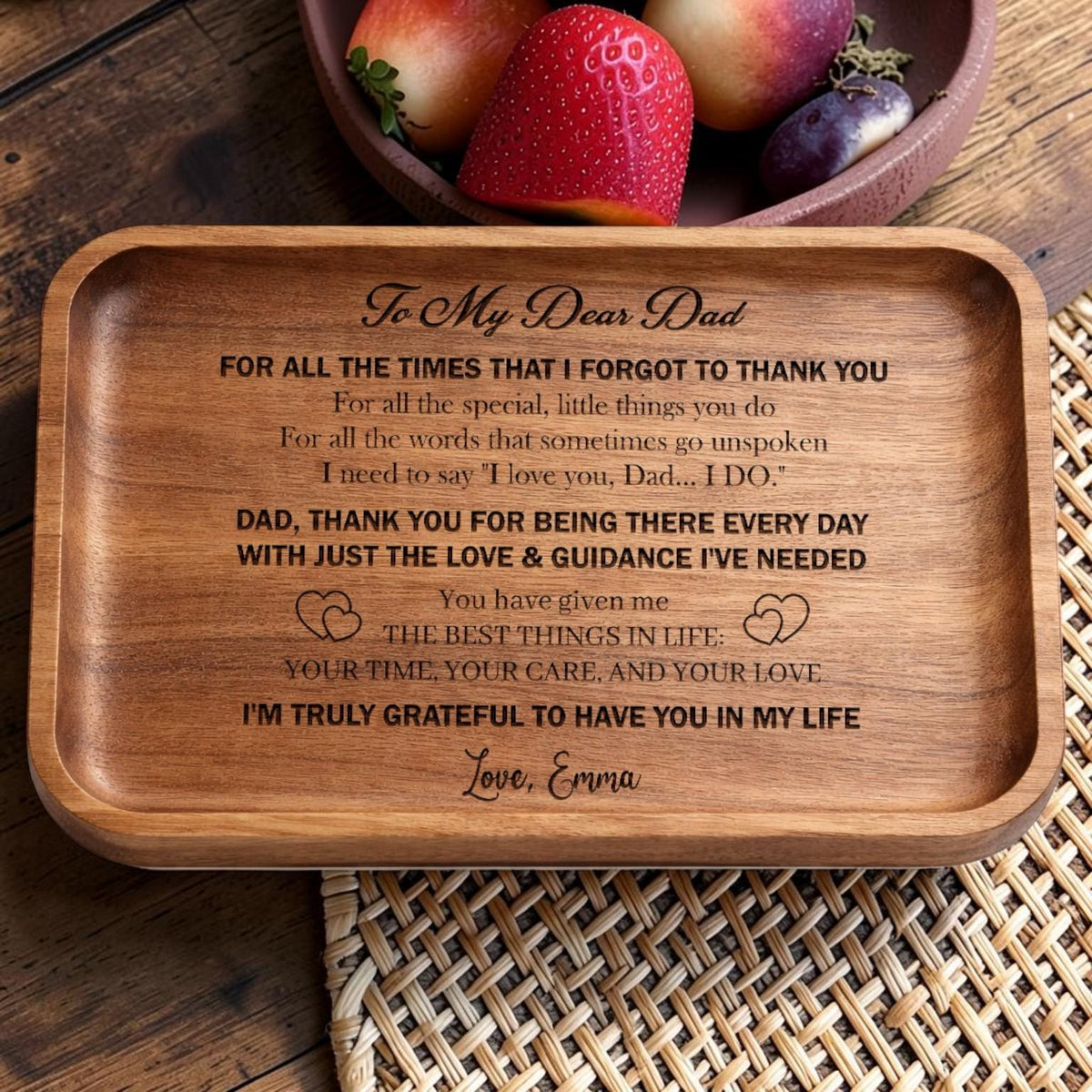 Personalized Engraved Wooden Valet Tray for Dad